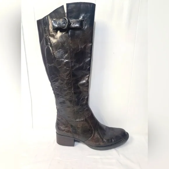 Born Crown Roxie Brown Distressed Crackle Tall Leather Riding Boots Size…