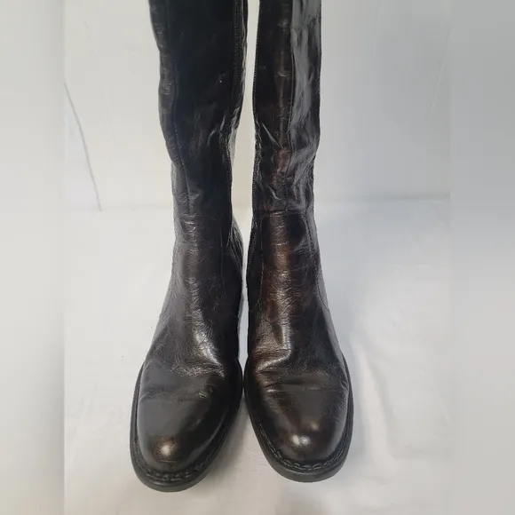Born Crown Roxie Brown Distressed Crackle Tall Leather Riding Boots Size…