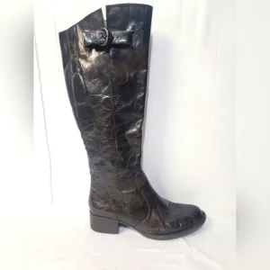 Born Crown Roxie Brown Distressed Crackle Tall Leather Riding Boots Size…
