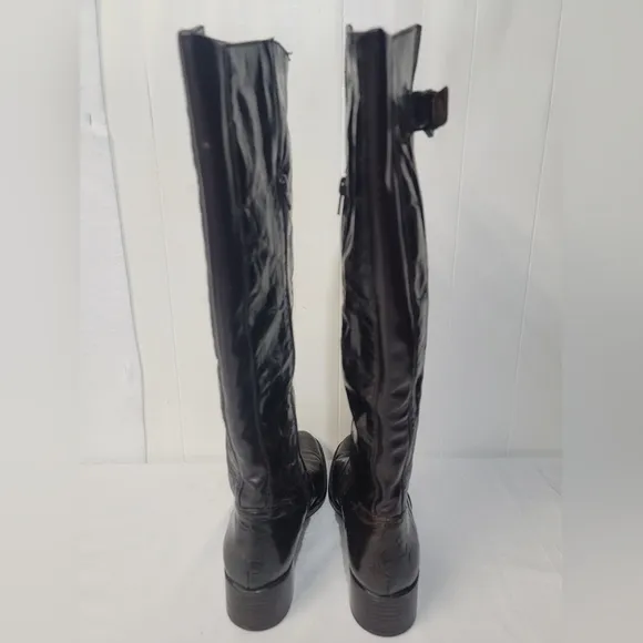 Born Crown Roxie Brown Distressed Crackle Tall Leather Riding Boots Size…