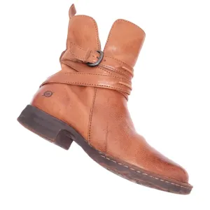 Born Leandra Brown Leather Short Boots Moto buckle style size 7 US
