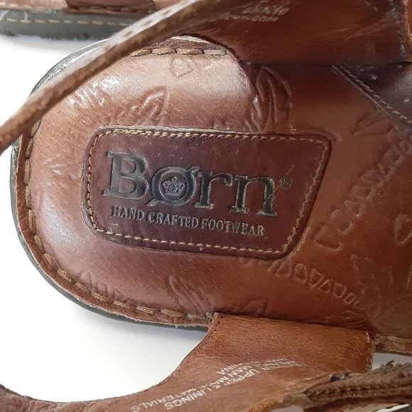 Born Mens Fisherman Sandals Genuine Leather Brown Slip On Shoes Mens 9 Beach