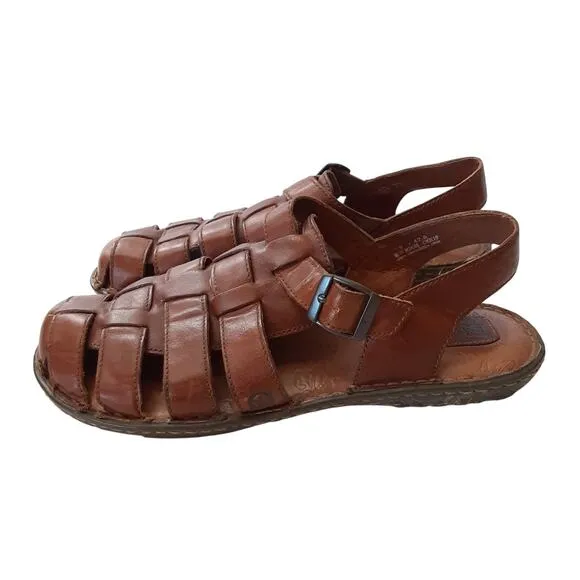 Born Mens Fisherman Sandals Genuine Leather Brown Slip On Shoes Mens 9 Beach