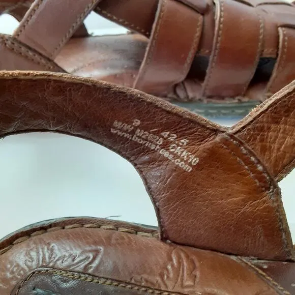 Born Mens Fisherman Sandals Genuine Leather Brown Slip On Shoes Mens 9 Beach