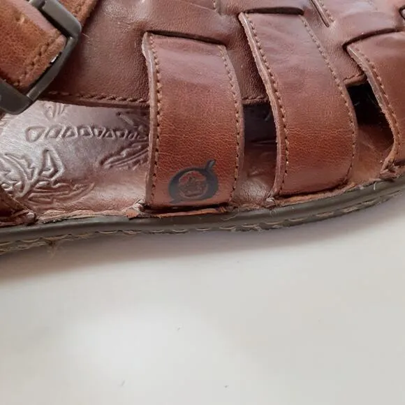 Born Mens Fisherman Sandals Genuine Leather Brown Slip On Shoes Mens 9 Beach