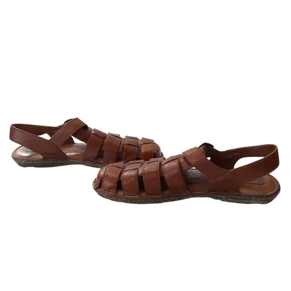 Born Mens Fisherman Sandals Genuine Leather Brown Slip On Shoes Mens 9 Beach