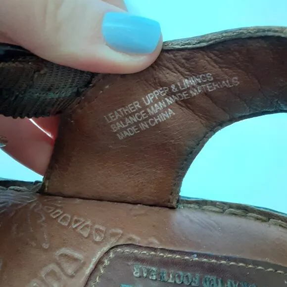 Born Mens Fisherman Sandals Genuine Leather Brown Slip On Shoes Mens 9 Beach