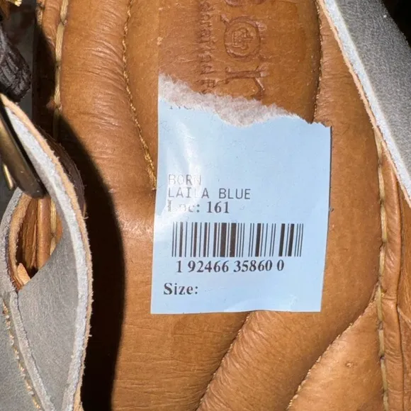 BORN NEW Laila Soft Blue Cushioned Comfort Cork Wedge Peep Toe Sandals Size 9