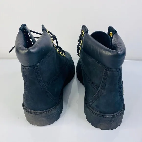 Boy's Timberland Line Premium Waterproof Boot Black Nubuck Size 6 Plaid Gold