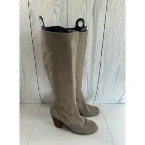 BP Tall Suede Wooden Heel Tan Boots Size 10 (READ) r1