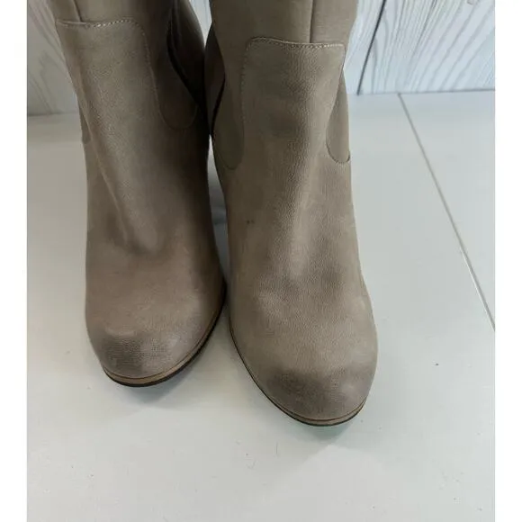 BP Tall Suede Wooden Heel Tan Boots Size 10 (READ) r1