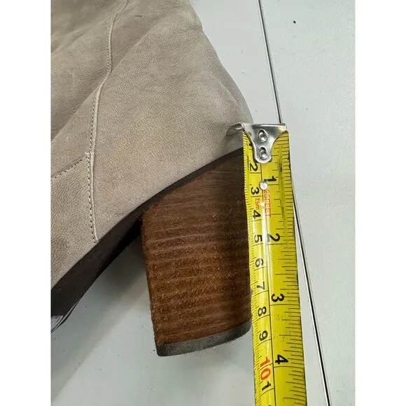 BP Tall Suede Wooden Heel Tan Boots Size 10 (READ) r1