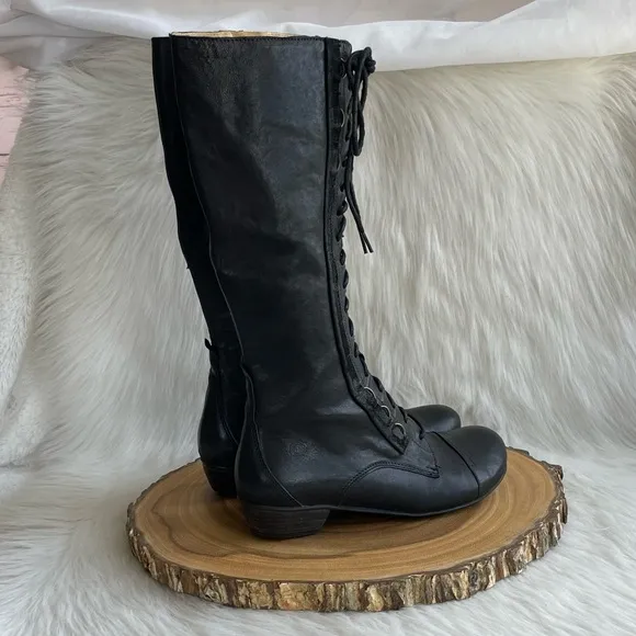 BRAKO Anatomic Collection tall black lace leather boots