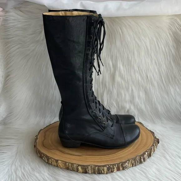 BRAKO Anatomic Collection tall black lace leather boots