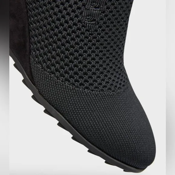 Brand New without Box. Eileen Fisher Black Knit Kasana Tall Wedge Boot. Size 8.5