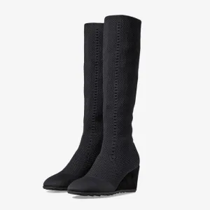 Brand New without Box. Eileen Fisher Black Knit Kasana Tall Wedge Boot. Size 8.5