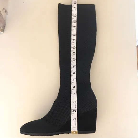 Brand New without Box. Eileen Fisher Black Knit Kasana Tall Wedge Boot. Size 8.5
