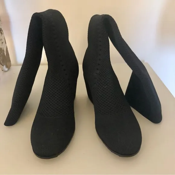 Brand New without Box. Eileen Fisher Black Knit Kasana Tall Wedge Boot. Size 8.5