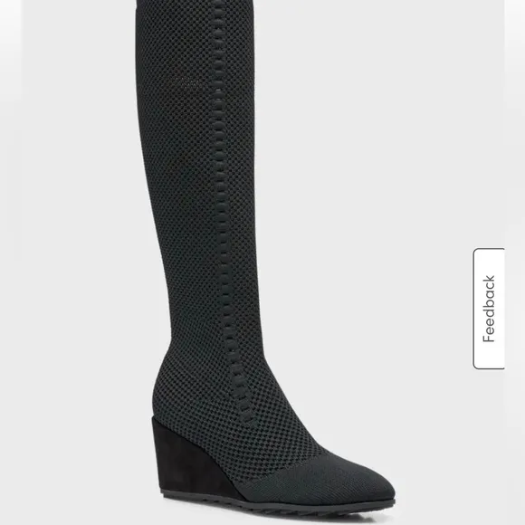 Brand New without Box. Eileen Fisher Black Knit Kasana Tall Wedge Boot. Size 8.5