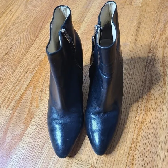 Brian Atwood Size 9 Black Leather Bellaria Wedge Ankle Boots