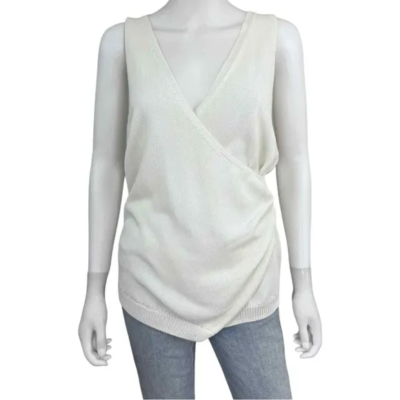 BROCHU WALKER Ivory Sleeveless Wrap Sweater