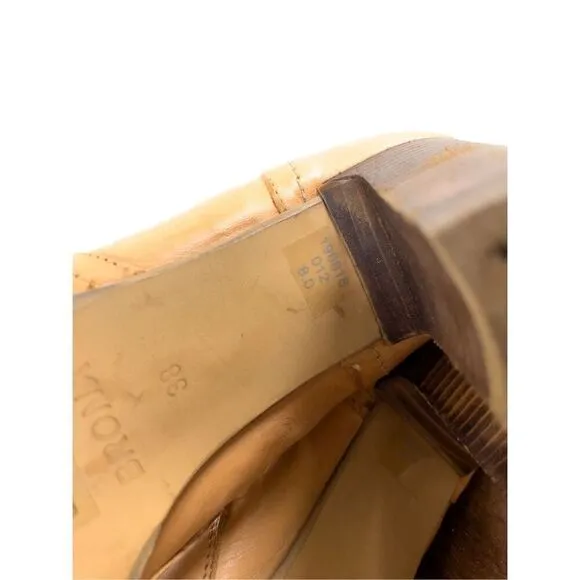 Bronx Tan Leather High Heeled Boots Tall with Foldover for OTK Styling Size 8