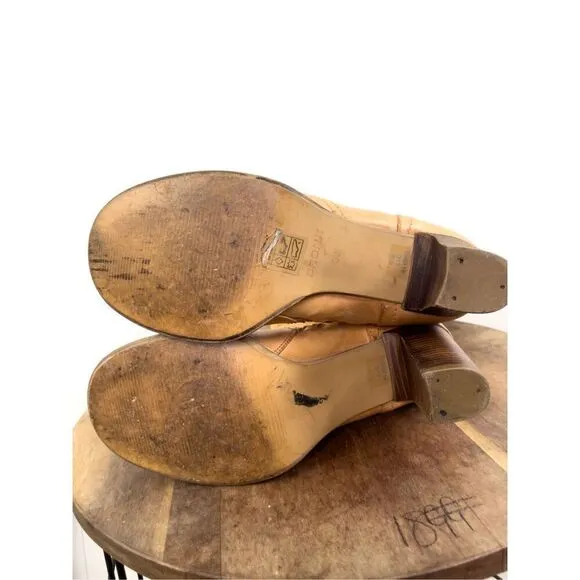 Bronx Tan Leather High Heeled Boots Tall with Foldover for OTK Styling Size 8