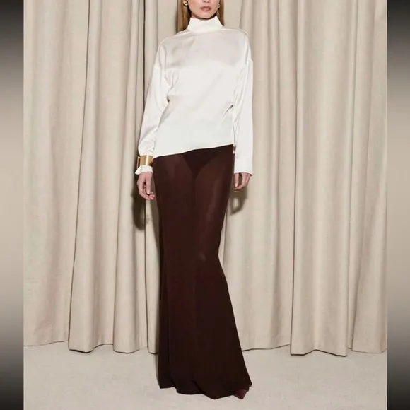 Brown mesh maxi skirt