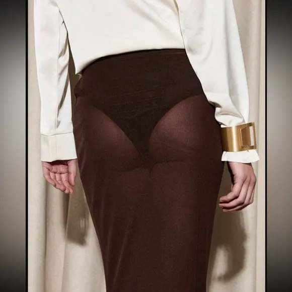 Brown mesh maxi skirt