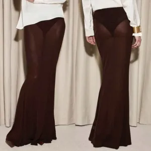 Brown mesh maxi skirt