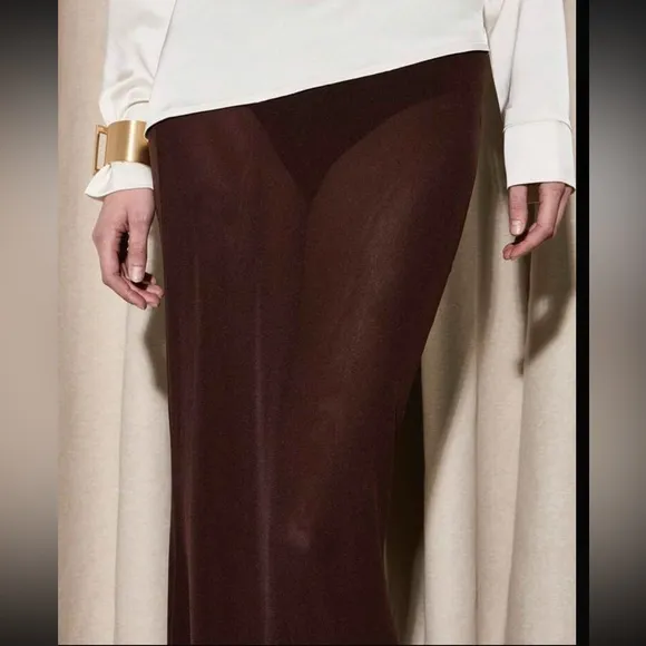 Brown mesh maxi skirt