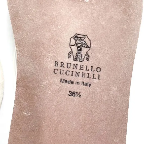 Brunello Cucinelli Thong Flip Flop Sandals Gray Suede Beaded Sz 36.5 / 6.5 US