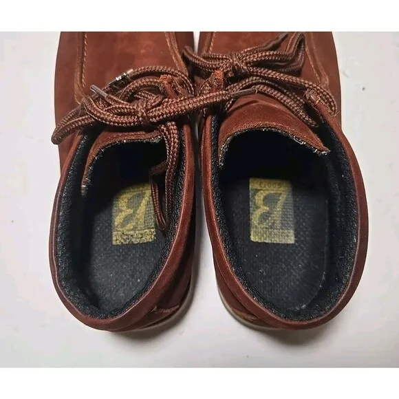 Buffalino Size 8.5 B-Boots Men's Brownish Red Leather Low Top Round Toe Lug Sole