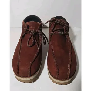 Buffalino Size 8.5 B-Boots Men's Brownish Red Leather Low Top Round Toe Lug Sole