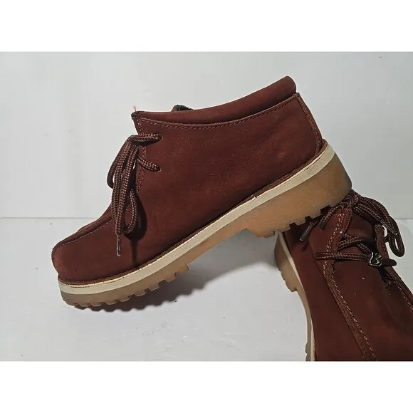 Buffalino Size 8.5 B-Boots Men's Brownish Red Leather Low Top Round Toe Lug Sole