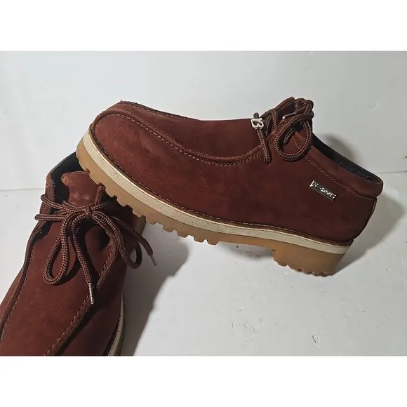 Buffalino Size 8.5 B-Boots Men's Brownish Red Leather Low Top Round Toe Lug Sole