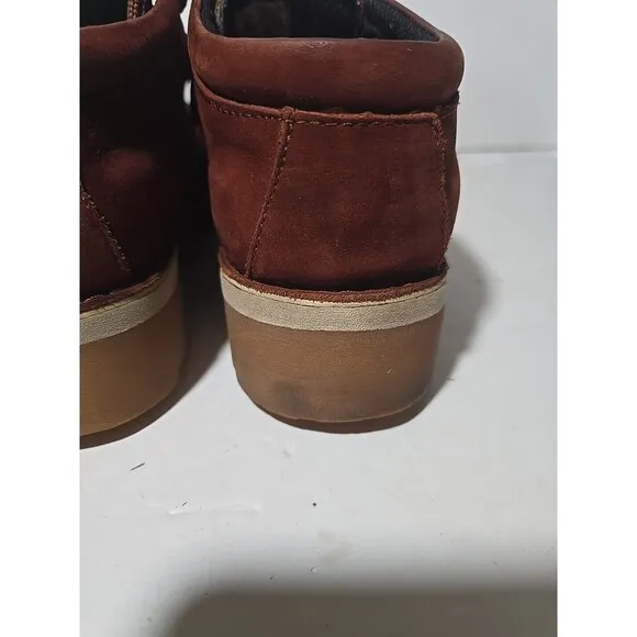 Buffalino Size 8.5 B-Boots Men's Brownish Red Leather Low Top Round Toe Lug Sole