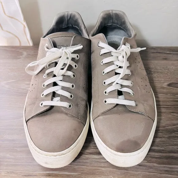 BUGATCHI Solid Nubuck Leather Sneaker Size 10.5