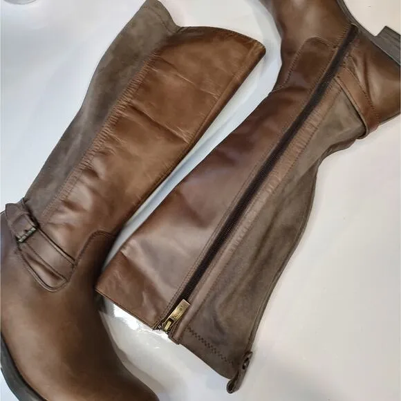 Bussola 'Trapani' Tall Leather Boots in Taupe Brown EU Size 41