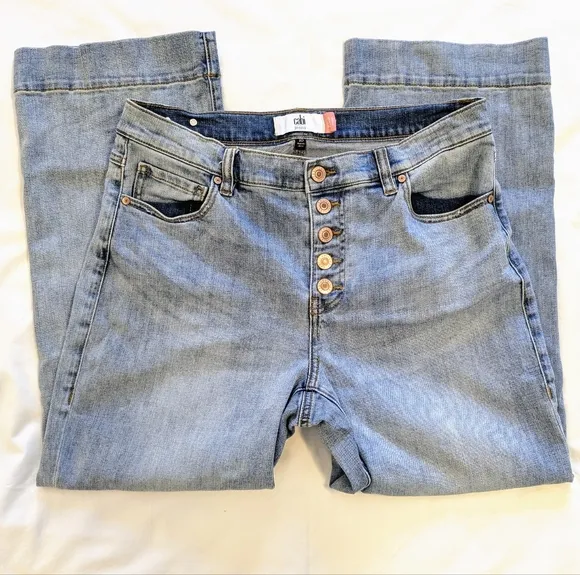 Cabi Palm Beach Crop Jeans Size 10 | 5-Button Fly | Blue Denim