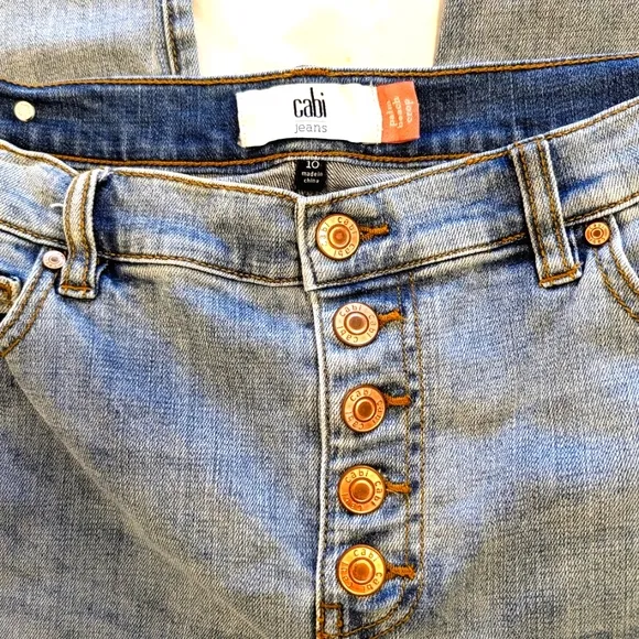 Cabi Palm Beach Crop Jeans Size 10 | 5-Button Fly | Blue Denim