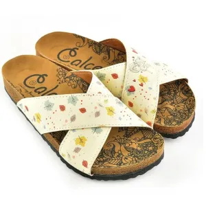 Calceo COLORFUL AUTUMN LEAVES AND HEARTED GIRL AND BOYPATTERNED SANDAL 39 8.5