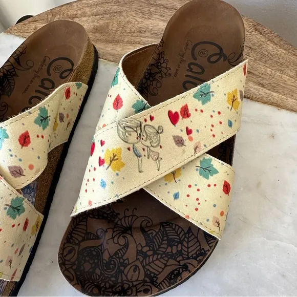 Calceo COLORFUL AUTUMN LEAVES AND HEARTED GIRL AND BOYPATTERNED SANDAL 39 8.5