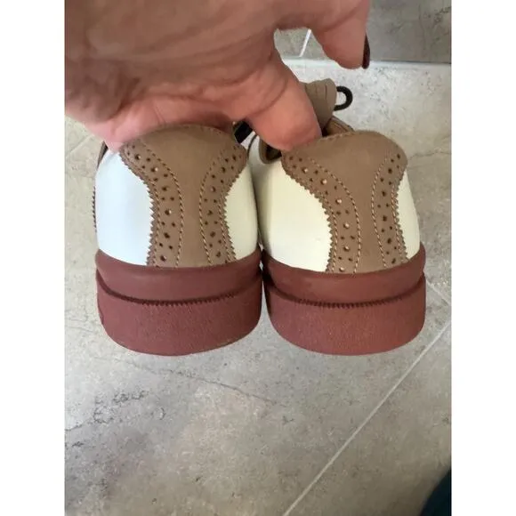 Callaway Golf by Nordstrom Women's White Brown Lace up Shoes SZ 7.5 M