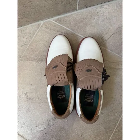 Callaway Golf by Nordstrom Women's White Brown Lace up Shoes SZ 7.5 M