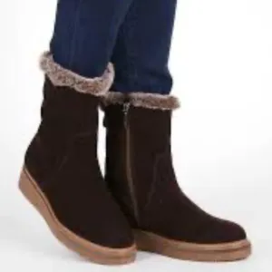 Carmela Leather Faux Fur Short Boots-Sz 36