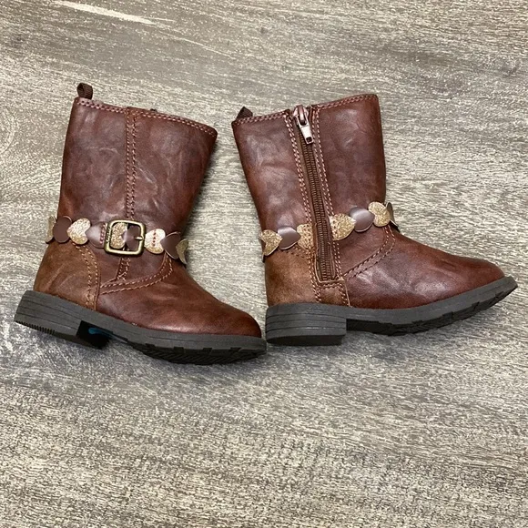 Carter's brown heart  Aura Toddler Girls' Tall Boots. FITS  12/24 months