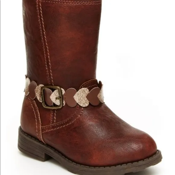 Carter's brown heart  Aura Toddler Girls' Tall Boots. FITS  12/24 months