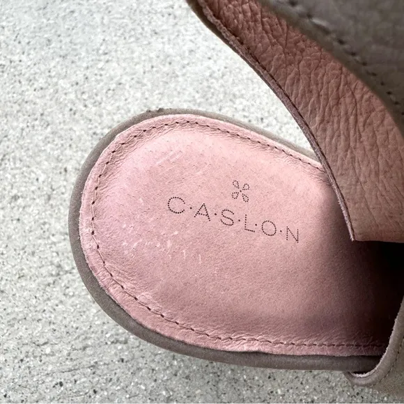 CASLON ankle boots peep toe TAN leather booties block HEELS chunky NEW western
