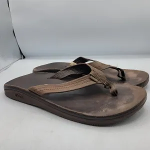 Chaco Classic Mens Size 9 Dark Brown Leather Flip Flop Thong Sandals JCH107833